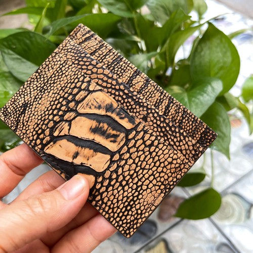 OSTRICH Leather SKIN Credit Card Holder DOUBLE SIDE Genuine OSTRICH Brown - Picture 9 of 16
