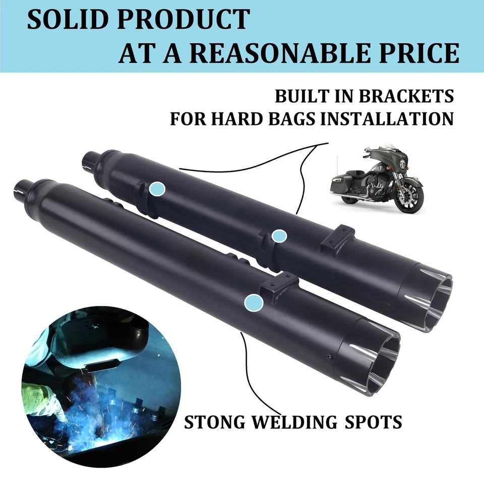 Tubo de escape silenciadores deslizables negros de 4" para Indian Chieftain 2014-UP Foto 3 de 4