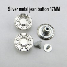 Boutons pression pour jeans anciens argent étoile en métal 6 sets 17 mm