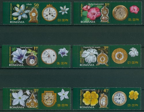 Rumänien 2013 Blumen,Lichtnelke,Stechapfel,Graslilie,Uhren Mi.6715-20,Block 562 - Bild 5 von 10