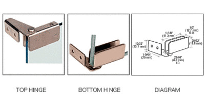 Servalite Surface Mount Glass Door Hinge  Bronze GDH96BR