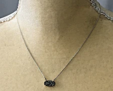 Luna Norte Pendant Necklace Silver Druzy Quartz w/ Box - 18 in Length