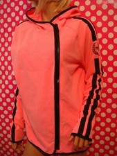 VICTORIA'S SECRET PINK HIGH LOW JACKET FULL ZIP HOODIE NEON PINK L
