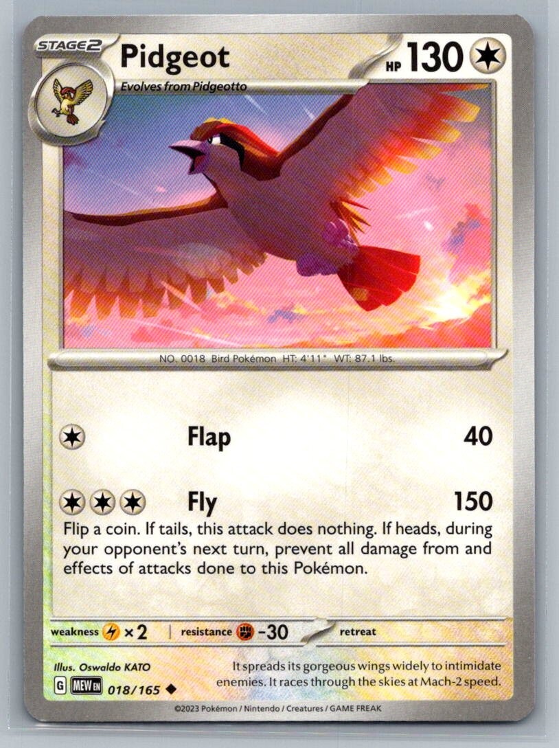 Pidgeot 18/165 Scarlet & Violet 151 Uncommon Pokémon TCG 2023