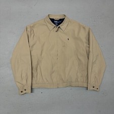 VINTAGE Polo Ralph Lauren Jacket Mens 2XL Tan Full Zip Lined Bi Swing Bomber