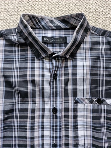 Blaq Premium Large Mens Grey Striped Shirt - Picture 4 of 24