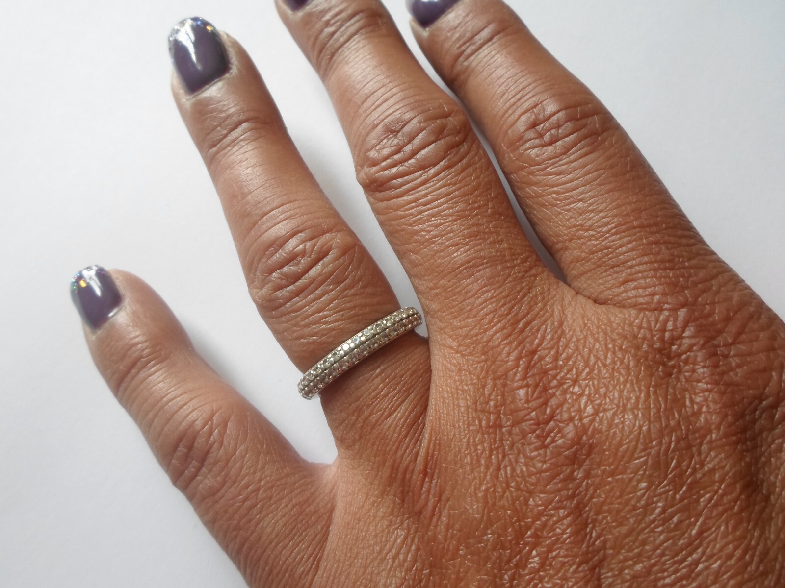 bague en argent massif, demi tour, doubles rangs … - image 1