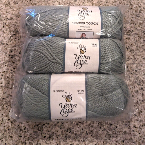 Yarn Bee tender touch Lot Of 3 Seaglass color 148135 yards each 6mm or