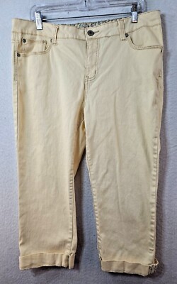 Faded Glory Womens 14 Yellow Cuffed Capri Pants defect noted
