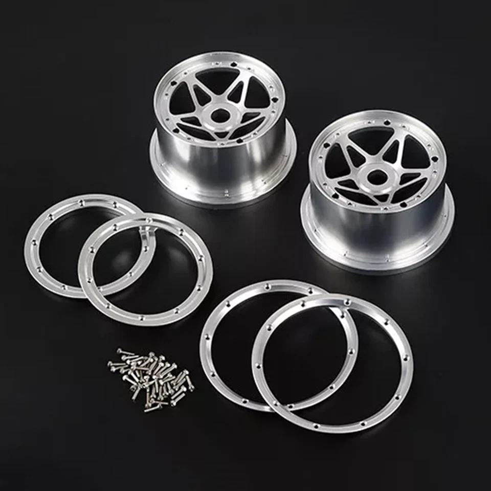 4pcs CNC-gefertigte Aluminium-Metallradräder für RC 1/5 HPI Rovan Baja 5B SS KM - Bild 3 von 4