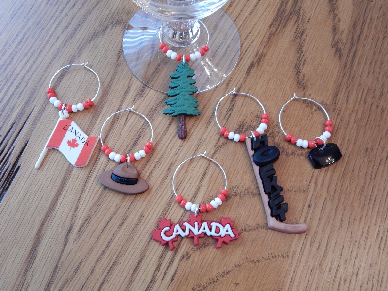 "CANADA" SET OF 6 HAND CRAFTED WINE GLASS CHARMS eBay