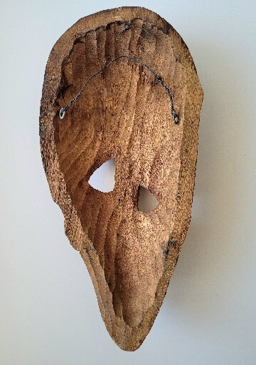 African Tribal Handcrafted Raw Carved Wood Wall Primitive Folk Unusual Mask
