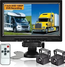 AHD Dual Backup Camera with 7'' 1080P DVR Monitor, Front and Rear View Camera