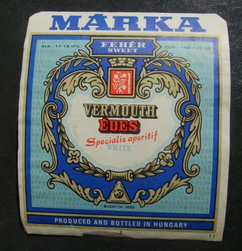 Hungary MARKA Feher sweet Vermouth EDES Special aperitif White Ads Label - 第 1/2 張圖片