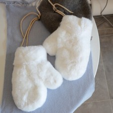 Weibliche Echte Kaninchen Fell Handschuhe Wei e Elastische Seil Warm Handschuhe