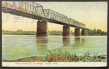 Omaha Nebraska Union Pacific RR Bridge Vintage Standard Postcard Posted 1910