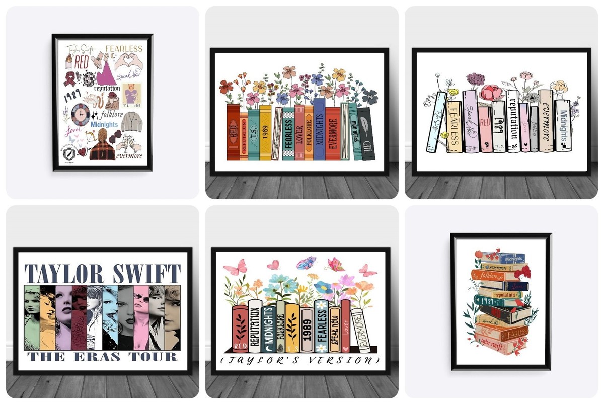 Taylor Swift print album books poster Swiftie living room wall art