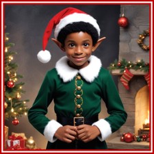 30 Custom Black Christmas Elf Personalized Address Labels