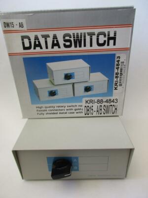 (1x) DB15 DATA ROTARY SWITCH BOX A/B 15-Pin Female Computer Printer Monitor NIB