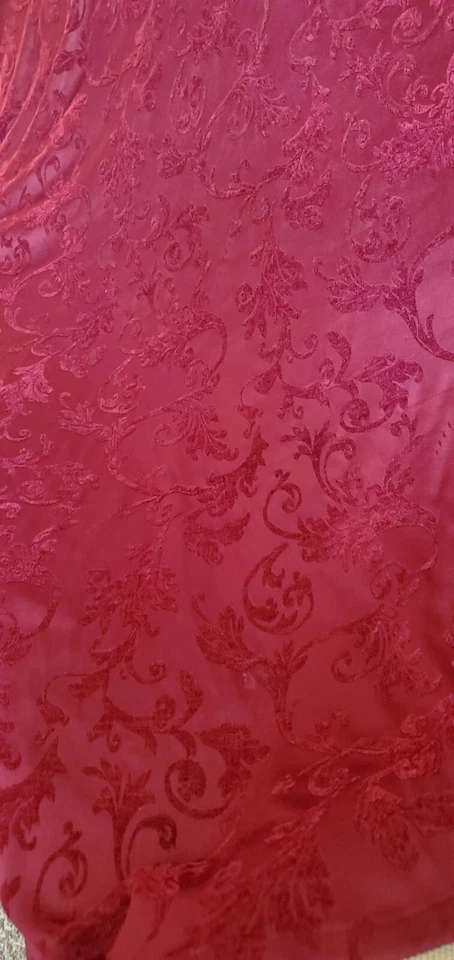 Cut Velvet By Fieldcrest, 70" Round Red Burgundy Tablecloth-It's Darker Than Pix - Image 3 of 4