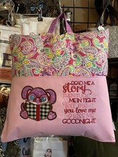 Handmade Pink Child's Reading Pillow W/pocket And Embroidery 18"x18"