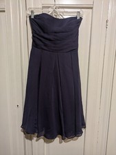 David's Bridal Purple Lapis Short Strapless Crinkle Chiffon Wedding Formal Dress