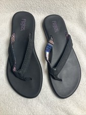 Flojos Sandals Womens 6, 10 Maddy Memory Foam Black Flip Flop Beach