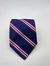 BROOKS BROTHERS Silk Tie Necktie Navy/Pink/White Striped REPP 3.75 W 59 L