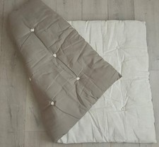 Linum White Linen Grey Silk Cotton Tufted Quilted Edredon Bedspread 155x95cm New