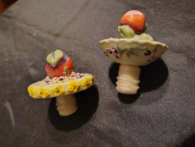 Artisan hand made wine stopper ceramic (set of 2) DETAILED