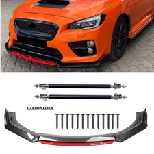 For Subaru Impreza Wrx Sti Carbon Fiber Front Bumper Lip Spoiler Splitter Strut