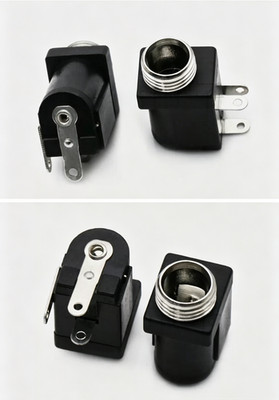 DC Power Jack Socket 3Pin 5.5x2.1/2.5mm Threaded Lock Nut High Temperature Type