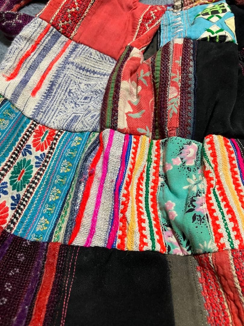 Antique Patchwork Shoulder Bag Multi-Color Handwo… - image 7