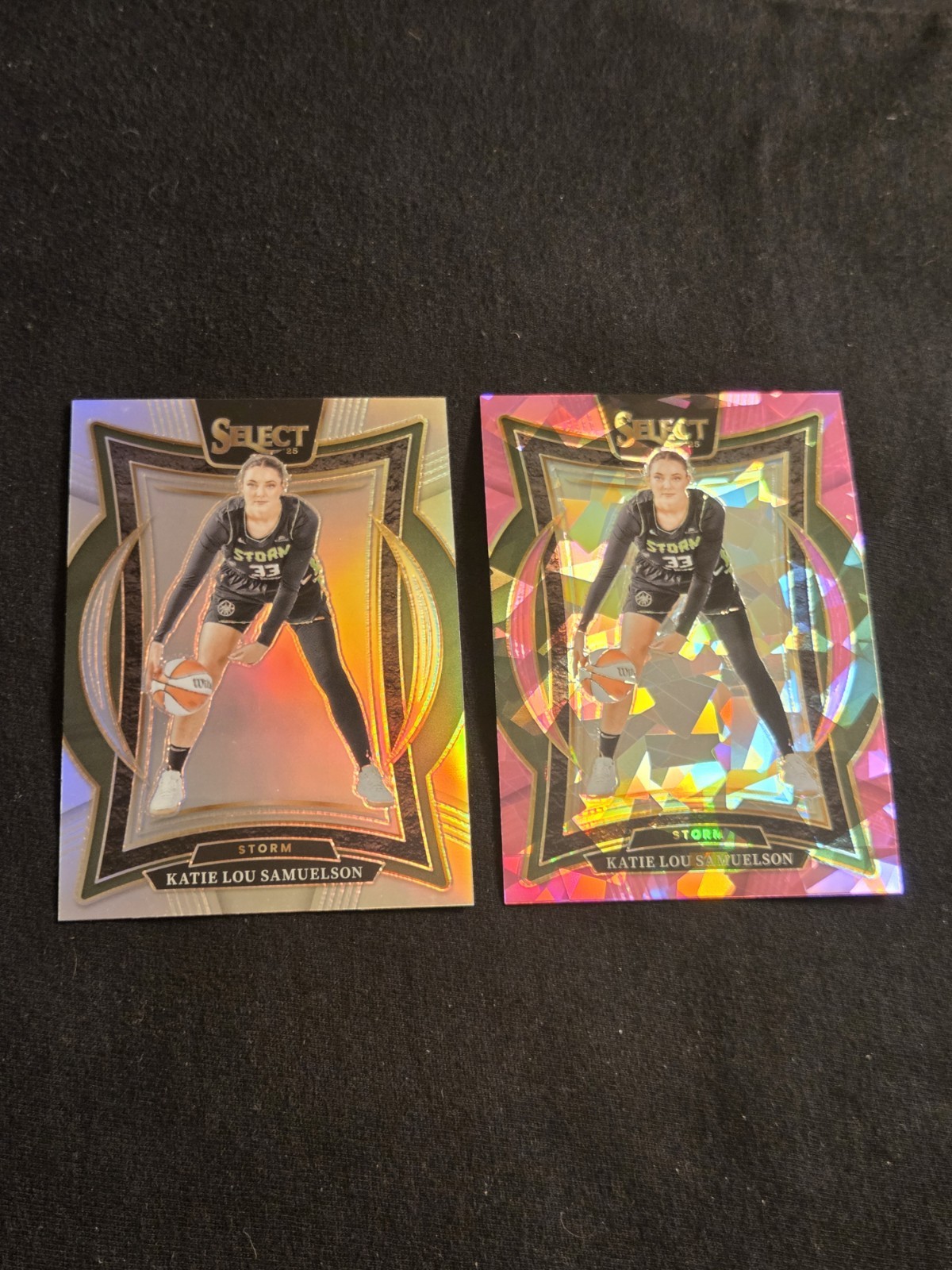 2 Card Lot 2025 Panini Select WNBA Katie Lou Samuelson #53 Silver Prizm Pink Ice