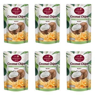 6X Kokos Chips 40g Natürlicher Gesunder Veganer Snack Sriwanna Gold Kostenlos...