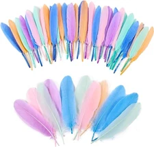 iHUFeather 270pcs Macaroon Goose Feathers for Crafts 2 Styles 4-7 