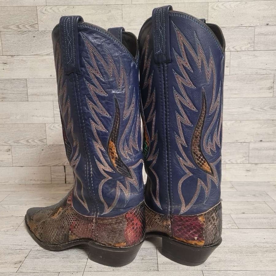 Vintage Dan Post Exotic Rainbow Python Snakeskin … - image 4