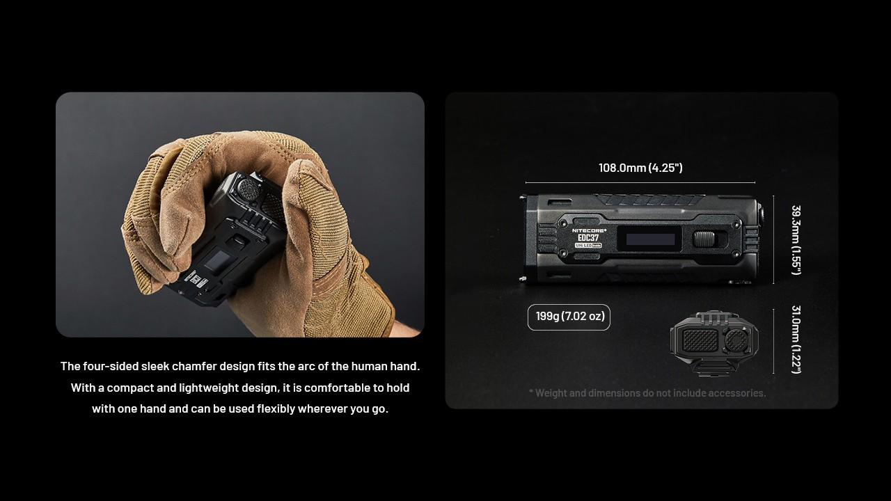 Nitecore EDC37 8000 Lumens USB-C Rechargeable Flat EDC Flashlight Torch