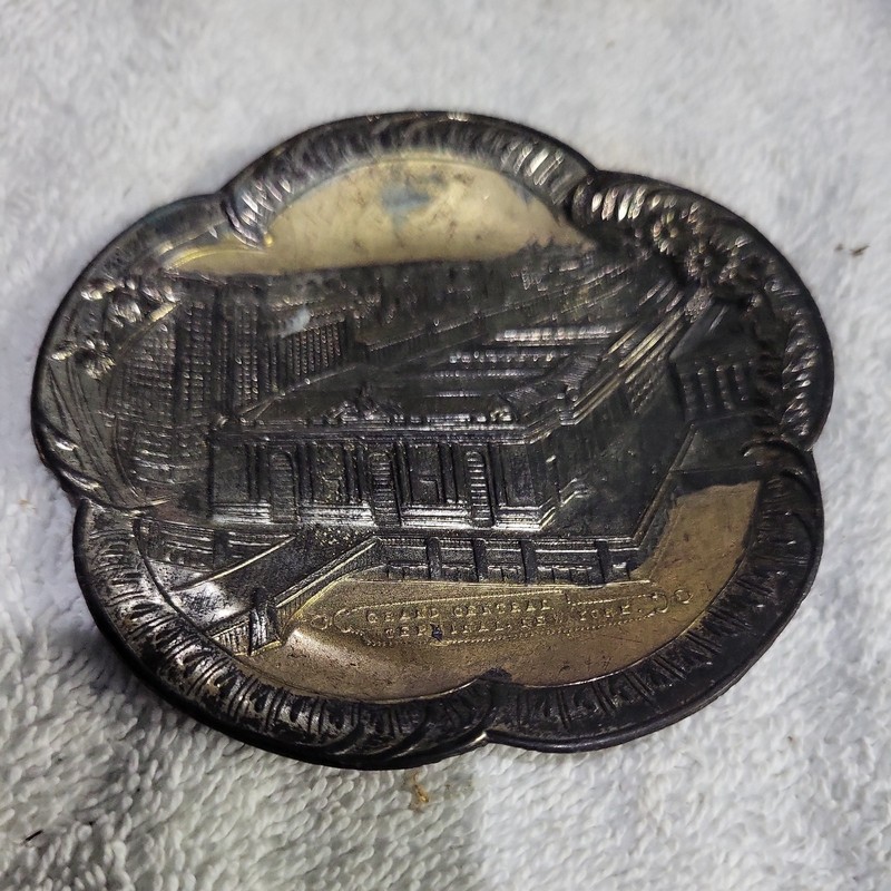 Vintage Grand Central Terminal Bronze Metal Souvenir Tray Decor Old