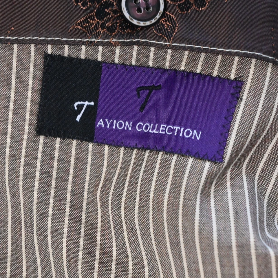 Tavion Collection 44L 38x36 Marrón Rayas 3 Piezas Chaleco Hombre Chaqueta Pantalones Traje Foto 4 de 4