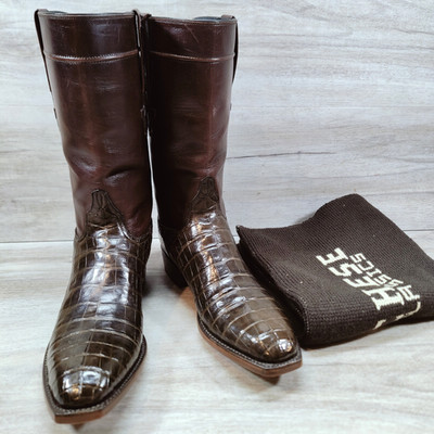 Lucchese Classic GA Cordovan Alligator Cowboy Boots Men 9 D Brown Exotic Western
