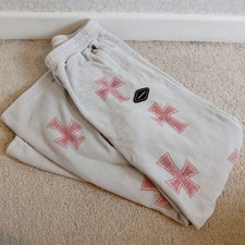 Unknown London grey velour diamanté detail joggers tracksuit bottoms size 8 XS