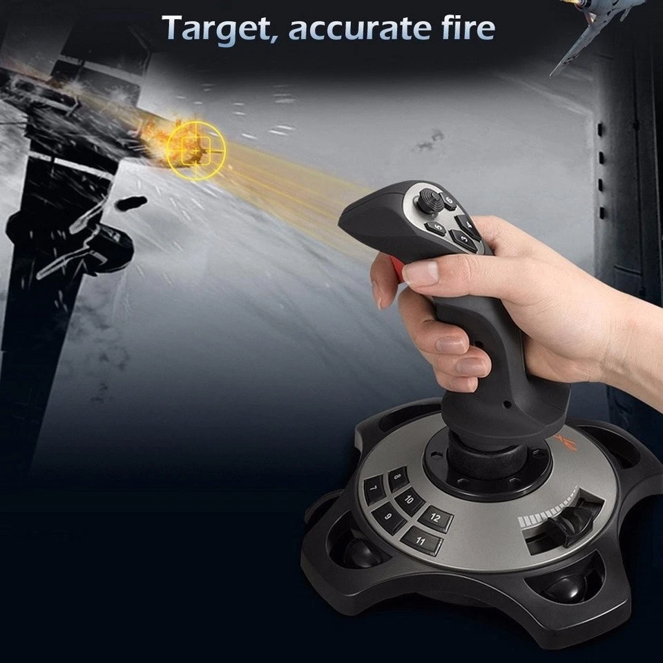 USB Flight Simulator Joystick with Vibration & Throttle for Windows PC - Image 4 of 4