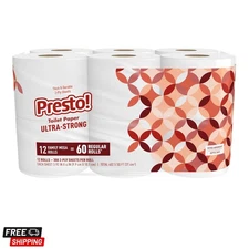 Ultra-Strong 2-Ply Toilet Paper, 12 Mega Rolls, Fragrance-Free & Eco-Friendly