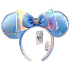 Disney~Parks Cinderella Carriage Midnight Clock Bow Minnie Mouse Ears Headband