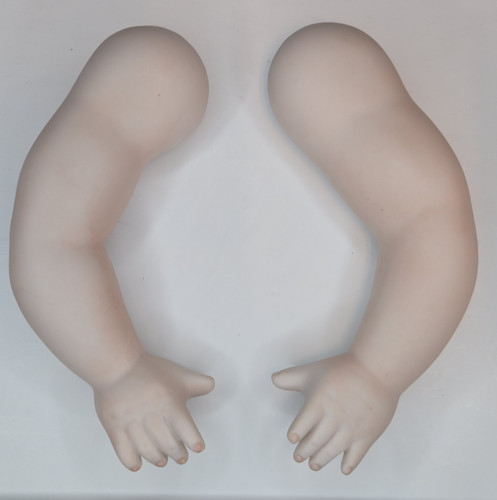 2 Ceramic Doll Parts 6" Hands Arms Left Right Repair Replacement Vintage