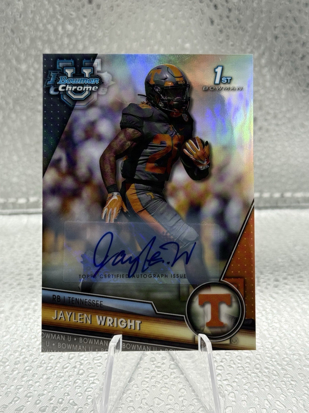 2023 Bowman Chrome U Jaylen Wright #130 1st Bowman Auto Refractor /499 Dolphins