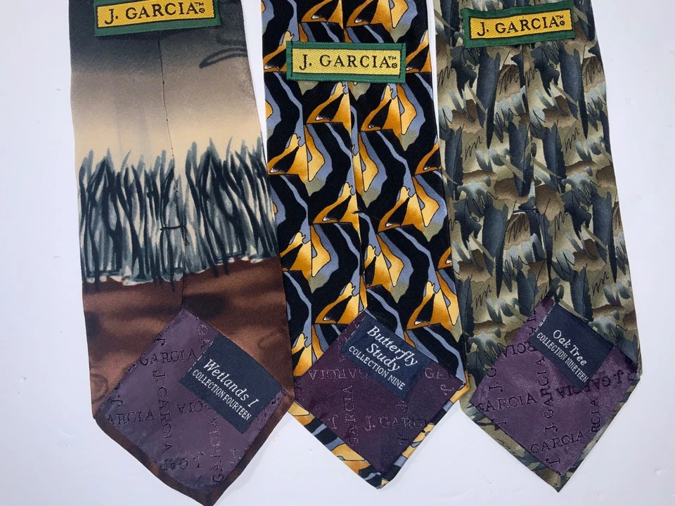 Lote de corbatas de seda para hombre J Garcia (3) azul, rojo, patrones vibrantes 3 7/8” x 57”, 58” Foto 2 de 4