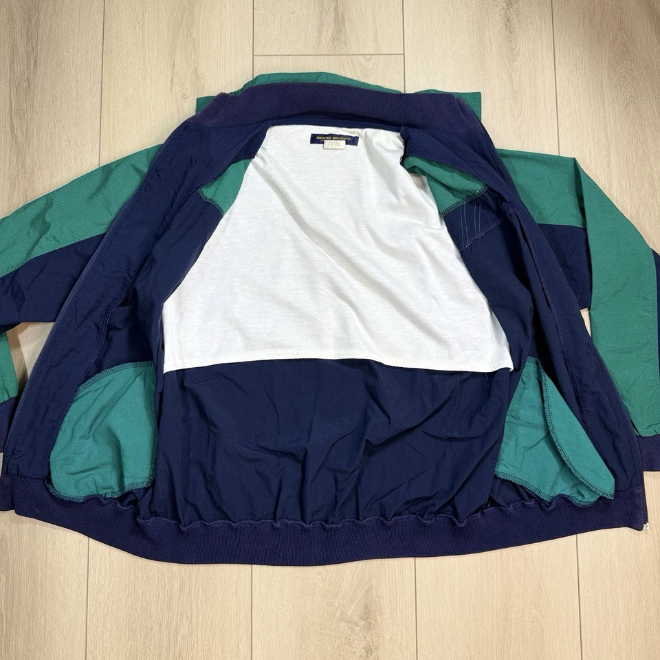 Vintage Brooks Brothers Colorblock Windbreaker Jacket Men’s L Navy Green USA - Image 2 of 4