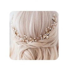 Wedding Bridal Gold Leaf Headband With Comb Hair Band Crystal Rhinestone Head...